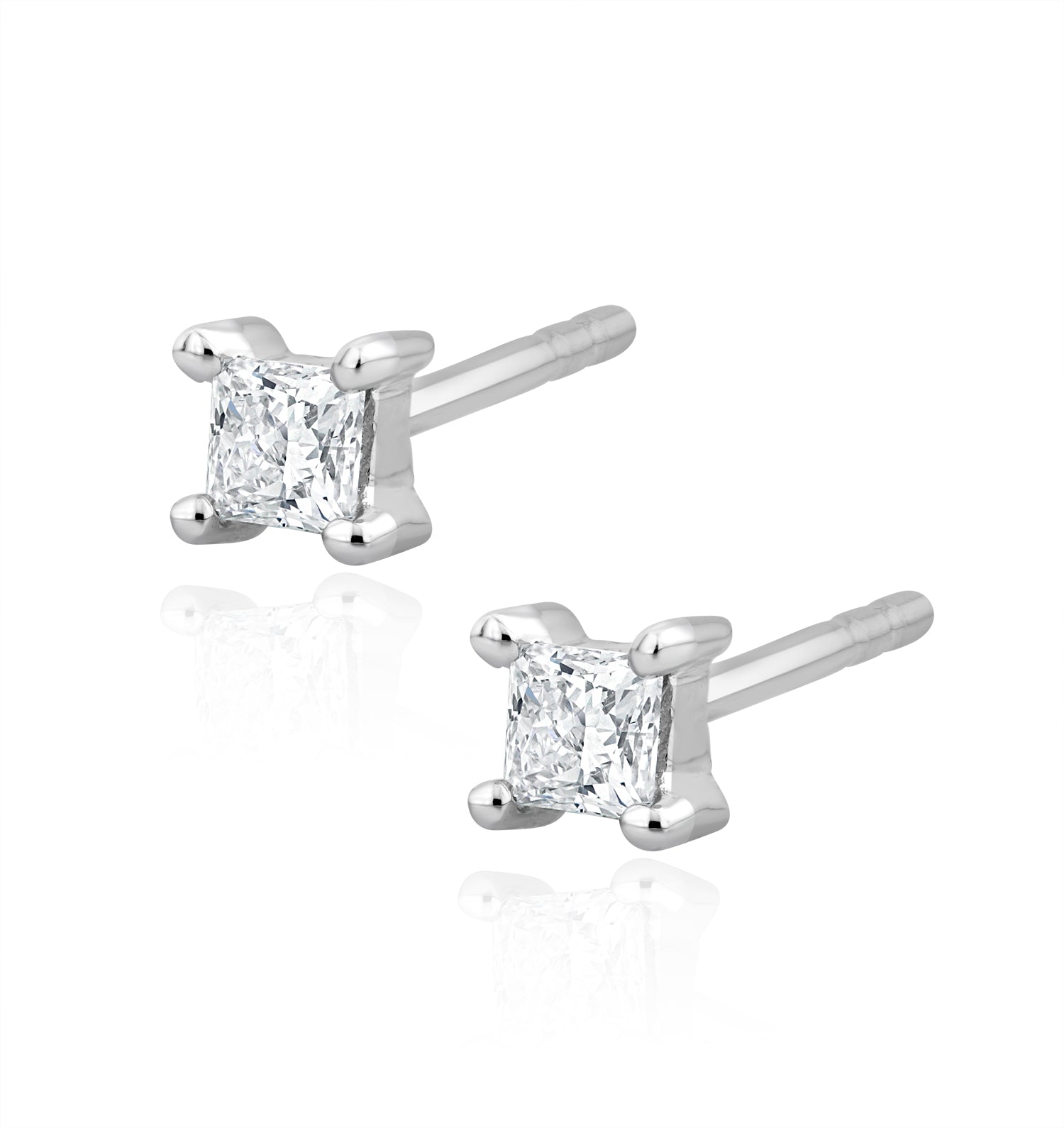 Princess Cut Lab Diamond Stud Earrings 0.20ct in 9K White Gold